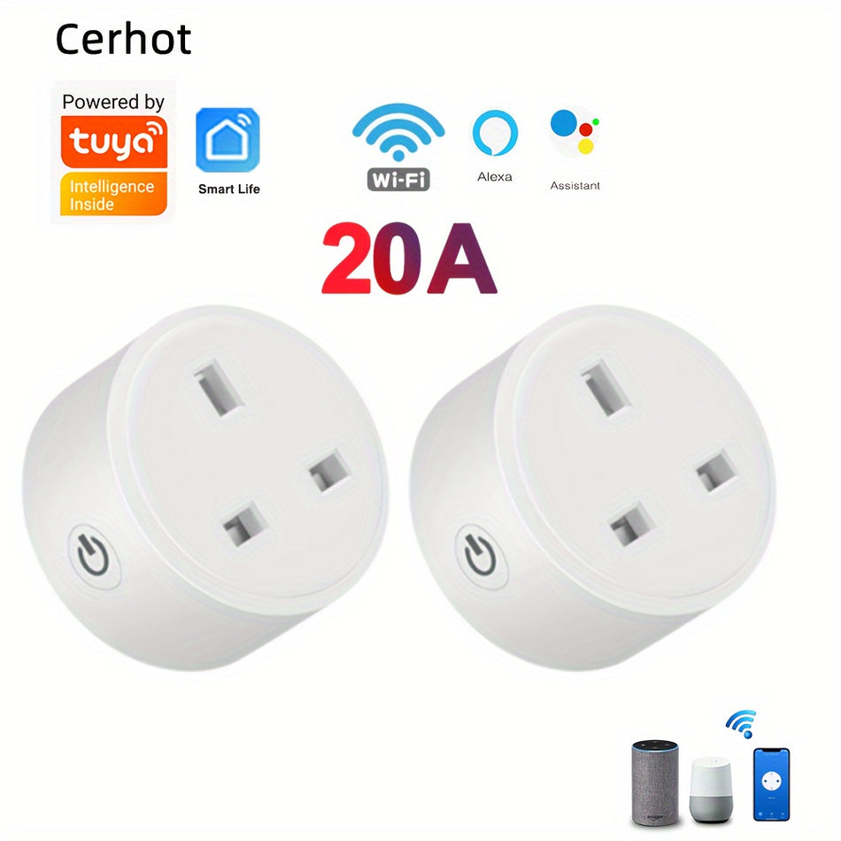 Smart Life WiFi Plug Socket, UK 20A Power Monitor, Alexa Google Home, White/Black - Κύπρο
