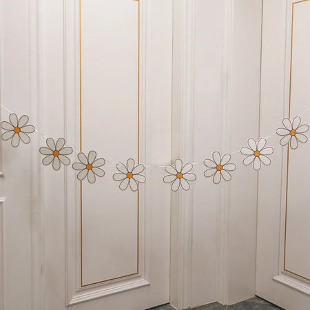 Daisy Happy Birthday Party Decoration Banner White Flower Garland 5M C