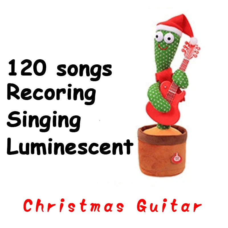 Dancing Cactus Repeat Talking Toy Electronic Plush Toys Can Sing Record Lighten USB Early Education Funny Gift Interactive Bled Christmas Guitar