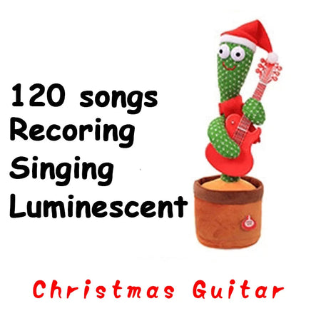 Dancing Cactus Repeat Talking Toy Electronic Plush Toys Can Sing Record Lighten USB Early Education Funny Gift Interactive Bled Christmas Guitar