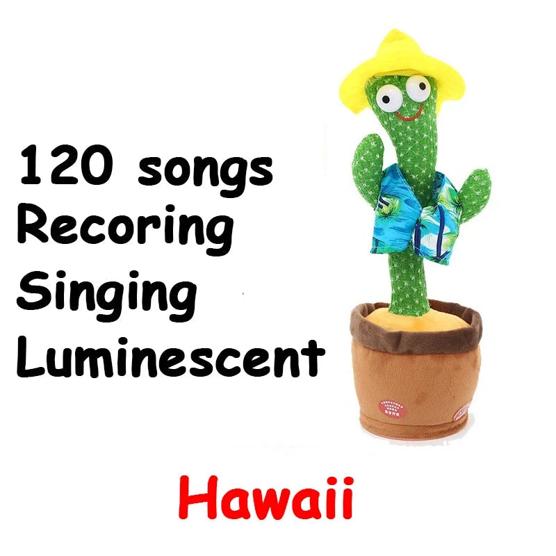 Dancing Cactus Repeat Talking Toy Electronic Plush Toys Can Sing Record Lighten USB Early Education Funny Gift Interactive Bled Hawaii