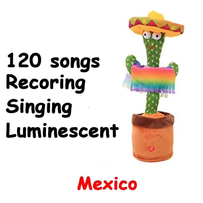 Dancing Cactus Repeat Talking Toy Electronic Plush Toys Can Sing Record Lighten USB Early Education Funny Gift Interactive Bled Mexico