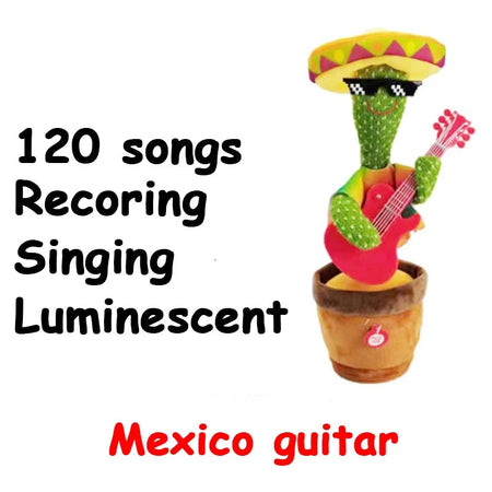 Dancing Cactus Repeat Talking Toy Electronic Plush Toys Can Sing Record Lighten USB Early Education Funny Gift Interactive Bled Mexico guitar
