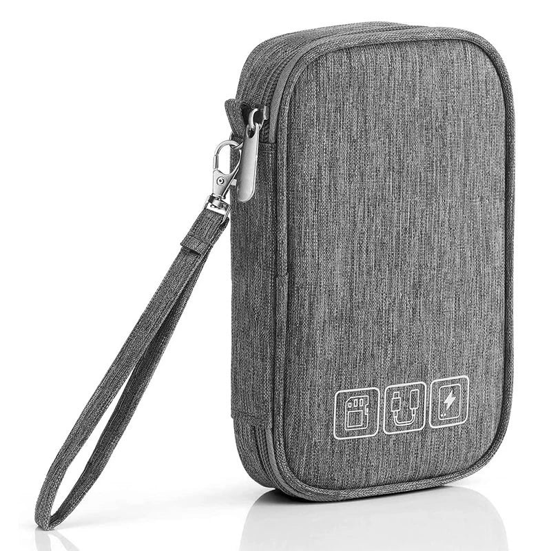 Data Cable Storage Bag, Portable Headphone Manager, Digital Gadget Suitcase, Double-layer Digital USB Hard Drive Protection Bag