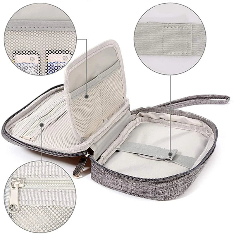 Data Cable Storage Bag, Portable Headphone Manager, Digital Gadget Suitcase, Double-layer Digital USB Hard Drive Protection Bag