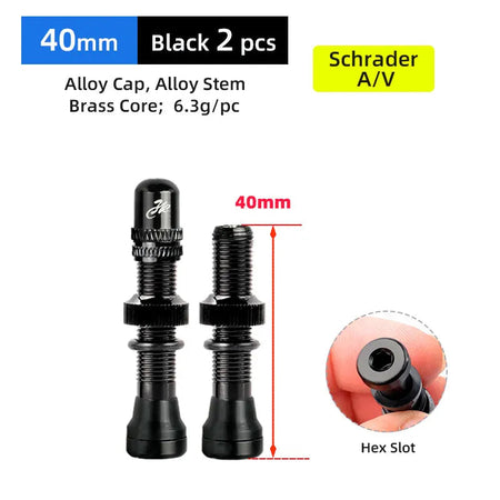 Deemount 2PCS Schrader A/V Valves for MTB &amp;amp; Road Bike Tubeless Rims AV 40mm Black 1Pair / Russian Federation