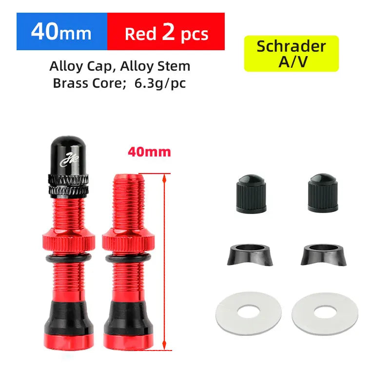 Deemount 2PCS Schrader A/V Valves for MTB &amp;amp; Road Bike Tubeless Rims AV 40mm Red  2P MA2 / Russian Federation
