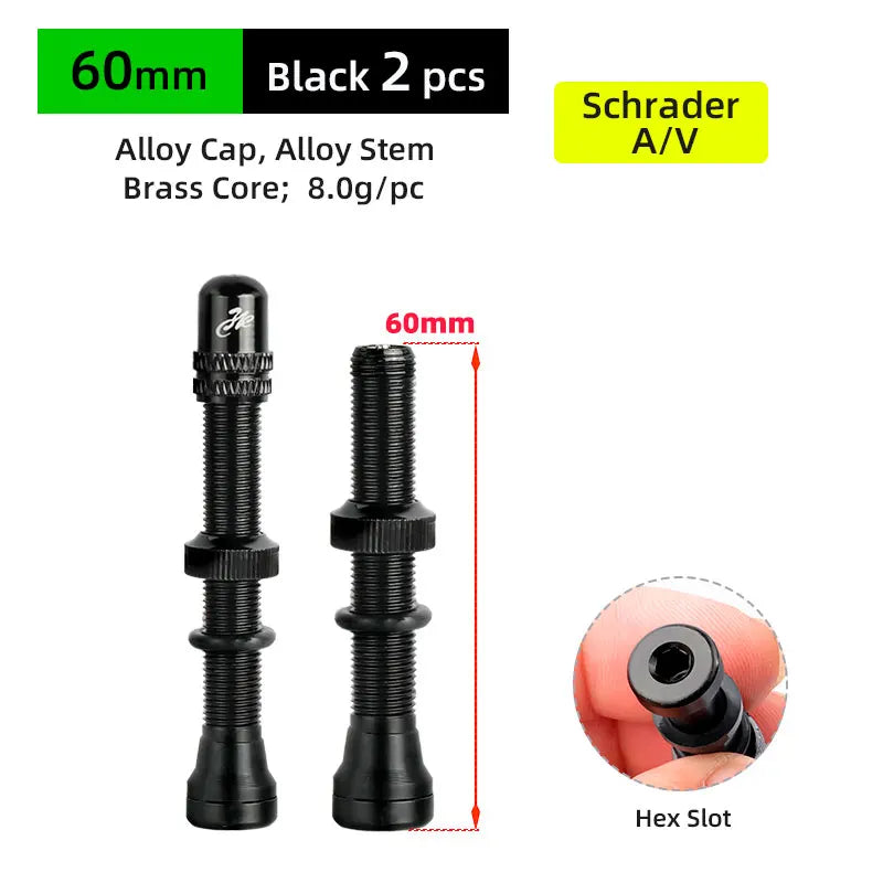 Deemount 2PCS Schrader A/V Valves for MTB &amp;amp; Road Bike Tubeless Rims AV 60mm Black 1Pair / Russian Federation