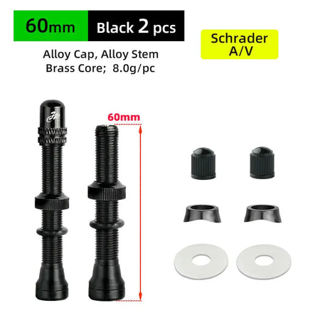 Deemount 2PCS Schrader A/V Valves for MTB &amp;amp; Road Bike Tubeless Rims AV 60mm Black 2P MA2 / Russian Federation