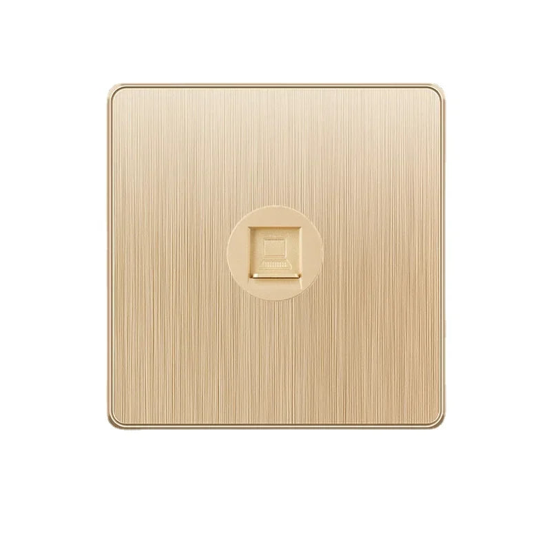 Depoguye Gold 13A UK Plug USB Wall Power Socket, Universal 10-hole outlet with Switch Electrical wall outlet with usb charger RJ45 / 110-250V