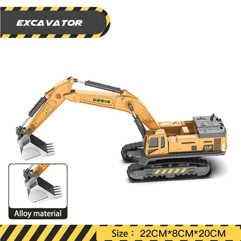 Diecast Excavator Tractor Cement Truck Car Bulldozer Crane Toy Model Wholesale Boy Gift Digger Alloy+Plastic Vehicle Education Excavator 1