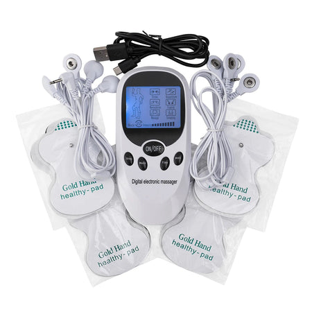 Digital TENS Machine EMS Massager Electric Pulse Muscle Stimulator for Back Neck Electrode Massage Pads Convenient Use at Home 8 pads Machine