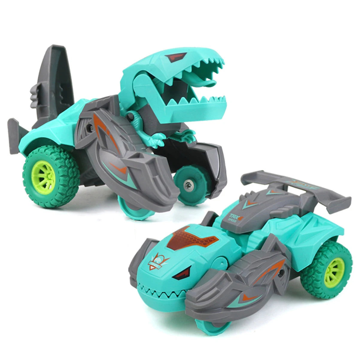 Dinosaur Car Deformation Car Toys Inertial Sliding One Step Action Collision Transform Mini Tyrannosaurus Rex Vehicles Toy Kids Green