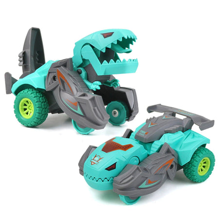 Dinosaur Car Deformation Car Toys Inertial Sliding One Step Action Collision Transform Mini Tyrannosaurus Rex Vehicles Toy Kids Green