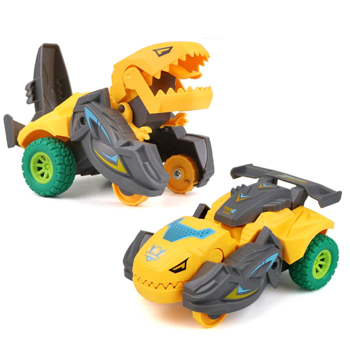 Dinosaur Car Deformation Car Toys Inertial Sliding One Step Action Collision Transform Mini Tyrannosaurus Rex Vehicles Toy Kids Yellow