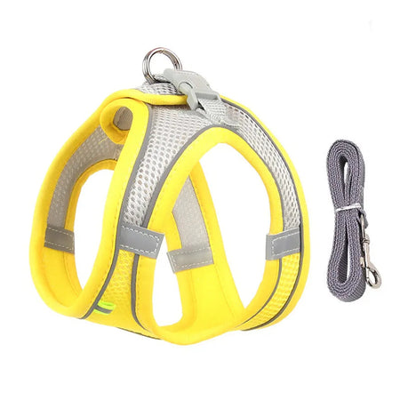 Dog Harness Leash Set for Small Dogs Adjustable Puppy Cat Harness Vest French Bulldog Chihuahua Pug Outdoor Walking Lead Leash Yellow / L 8-12 kg