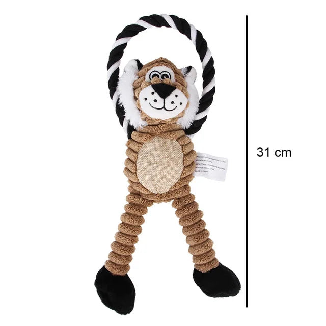 Dog Plush Toys Pet Squeaky Animal Toy Dog Bite-Resistant Clean Teeth Chew Toy Pet Supplies Interactive Toys Lion Elepant Monkey Lion