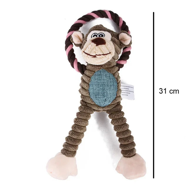 Dog Plush Toys Pet Squeaky Animal Toy Dog Bite-Resistant Clean Teeth Chew Toy Pet Supplies Interactive Toys Lion Elepant Monkey Monkey