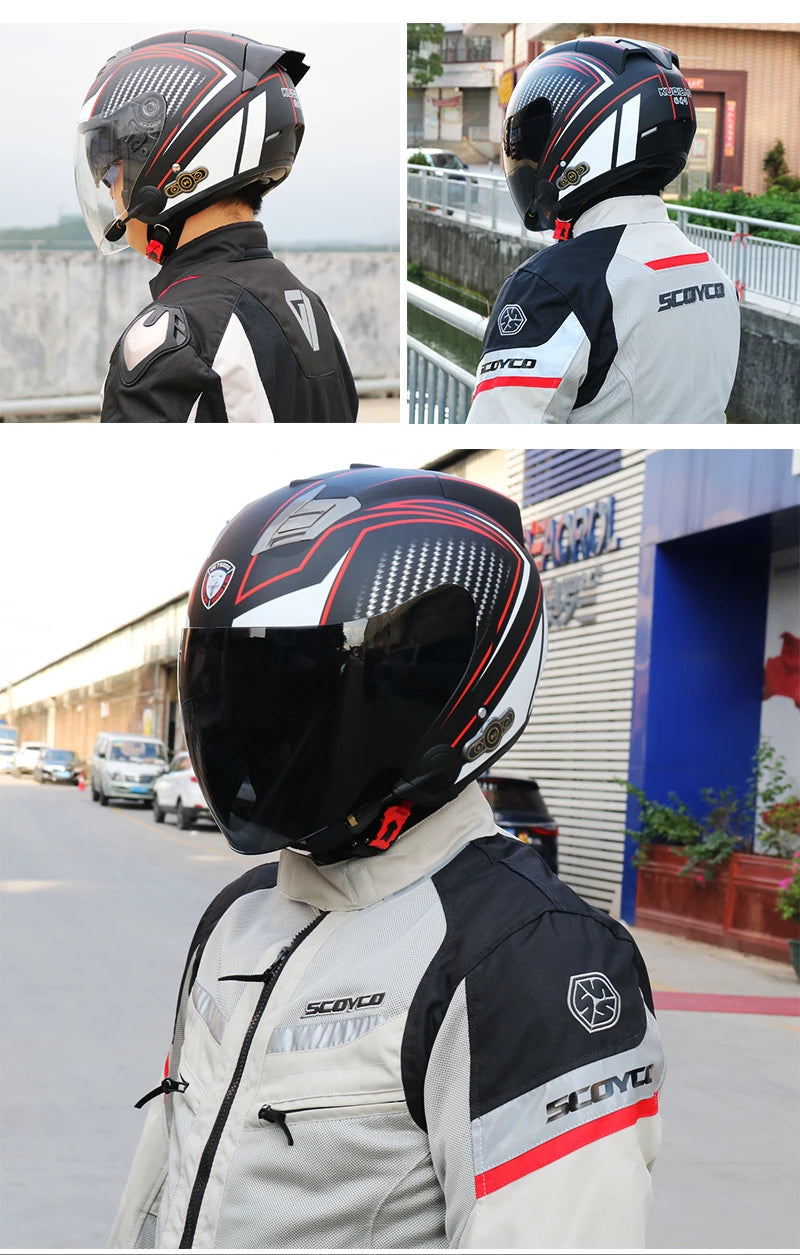 DOT Approved Open Face 3/4 Motorcycle Helmet with Build-In Bluetooth Headset Earphone and Detachable Liner