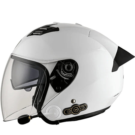 DOT Approved Open Face 3/4 Motorcycle Helmet with Build-In Bluetooth Headset Earphone and Detachable Liner