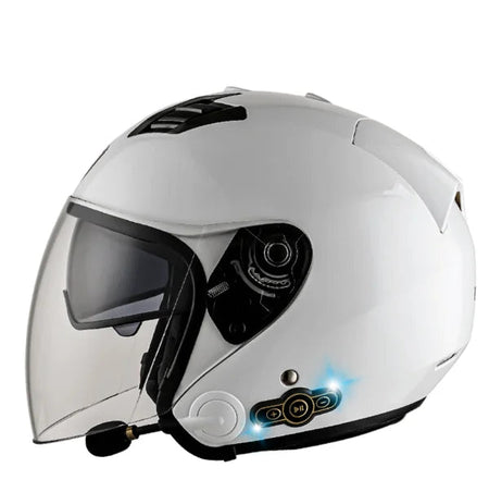 DOT Approved Open Face 3/4 Motorcycle Helmet with Build-In Bluetooth Headset Earphone and Detachable Liner