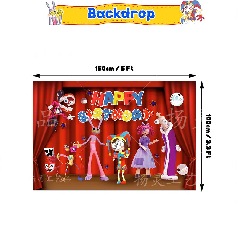 DUTRIEUX Circus Birthday Party Supplies Set with Backdrop Backdrop / Other