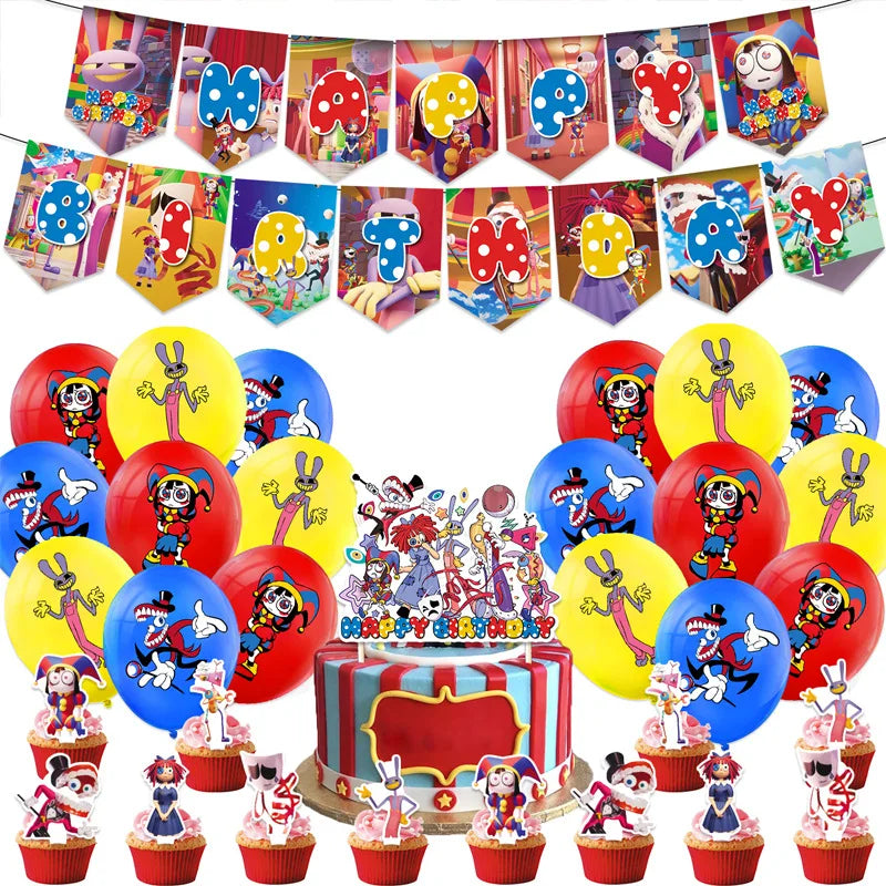 DUTRIEUX Circus Birthday Party Supplies Set with Backdrop SET A / Other