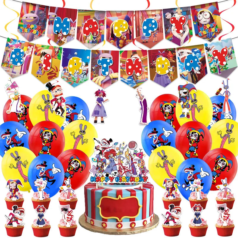 DUTRIEUX Circus Birthday Party Supplies Set with Backdrop SET B / Other