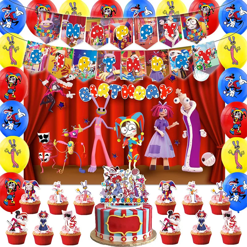 DUTRIEUX Circus Birthday Party Supplies Set with Backdrop SET C / Other
