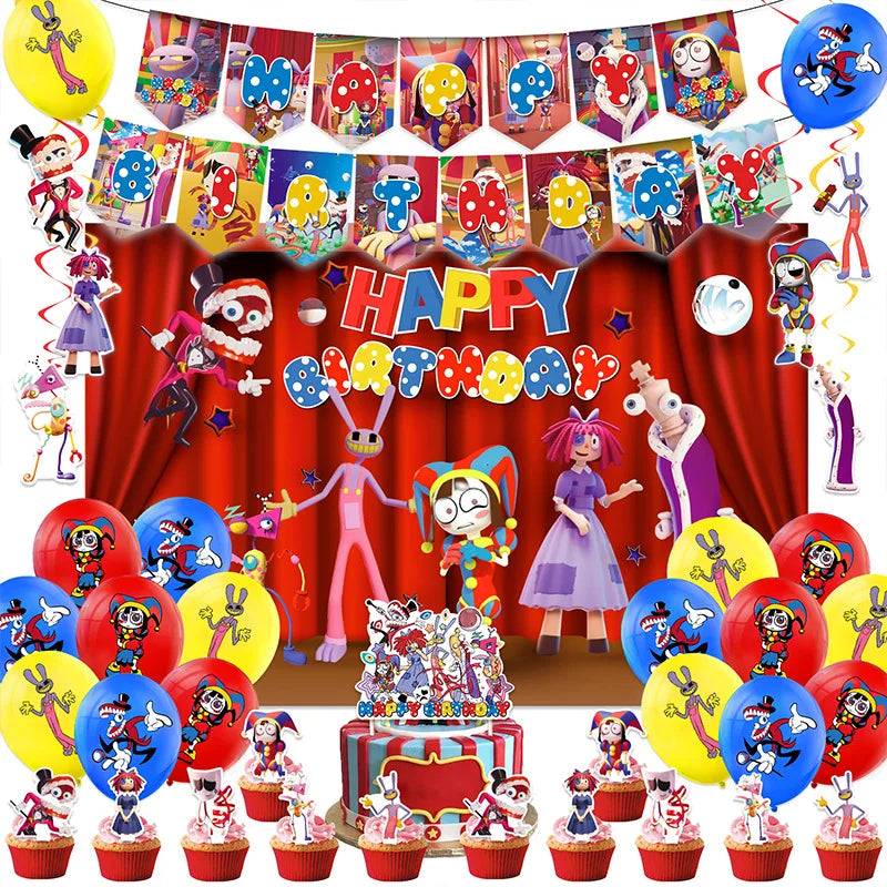 DUTRIEUX Circus Birthday Party Supplies Set with Backdrop SET D / Other