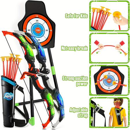 Kids LED Light Bow And Arrow Toy Set - 2 Bows, 20 Suction Cup Arrows, Target