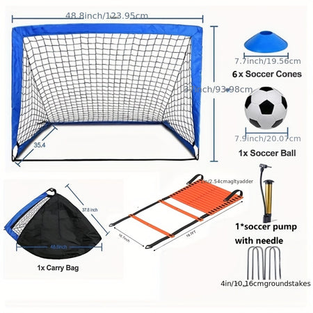 Ultimate Portable Soccer Goal Set for Training and Play Football Kit-Blue