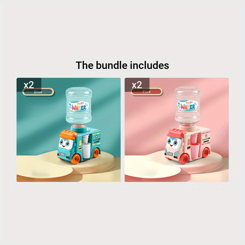 Fun Can Slide Bus Water Dispenser, Boys And Girls Toys Gift Green*2+Pink*2