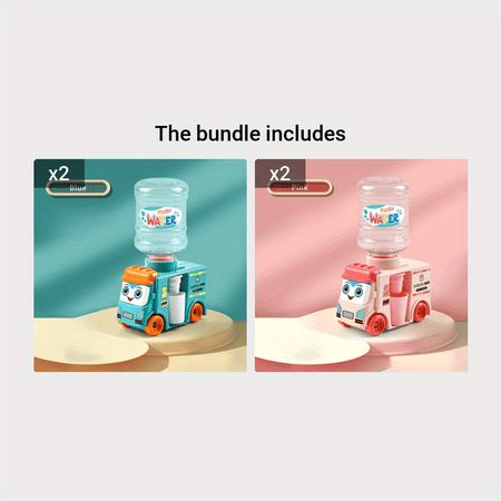 Fun Can Slide Bus Water Dispenser, Boys And Girls Toys Gift Green*2+Pink*2