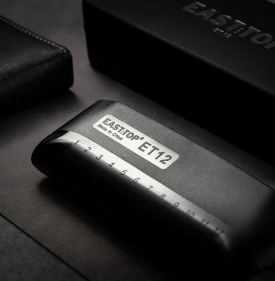 EAST TOP ET12 Chromatic Harmonica in G for Adults and Professionals with Unique Modern Design, IVORY BLACK Cover