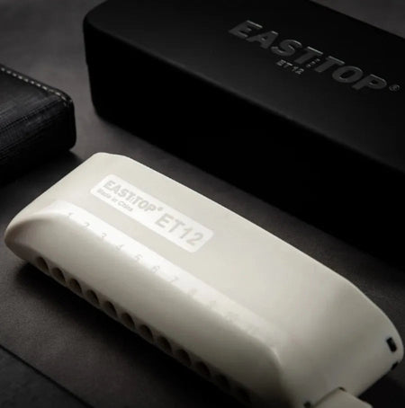 EAST TOP ET12 Chromatic Harmonica in G for Adults and Professionals with Unique Modern Design, IVORY BLACK Cover