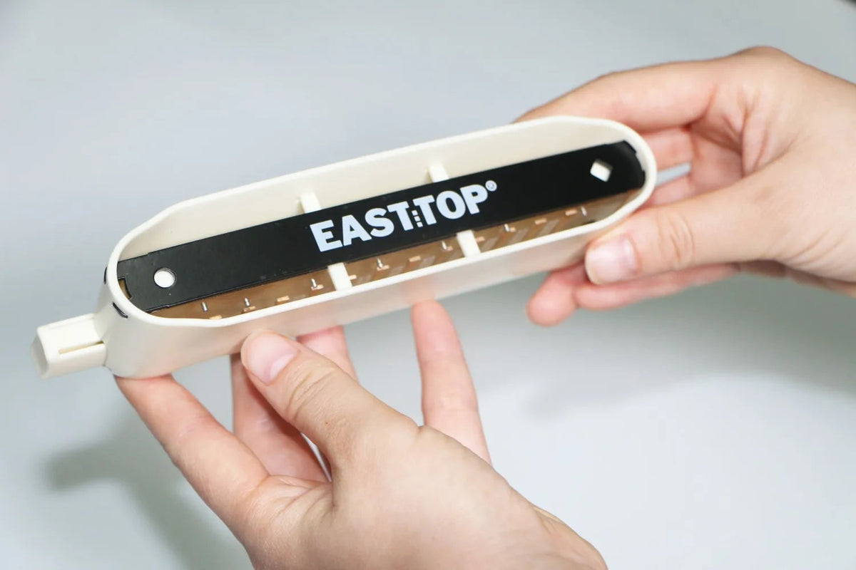 EAST TOP ET12 Chromatic Harmonica in G for Adults and Professionals with Unique Modern Design, IVORY BLACK Cover