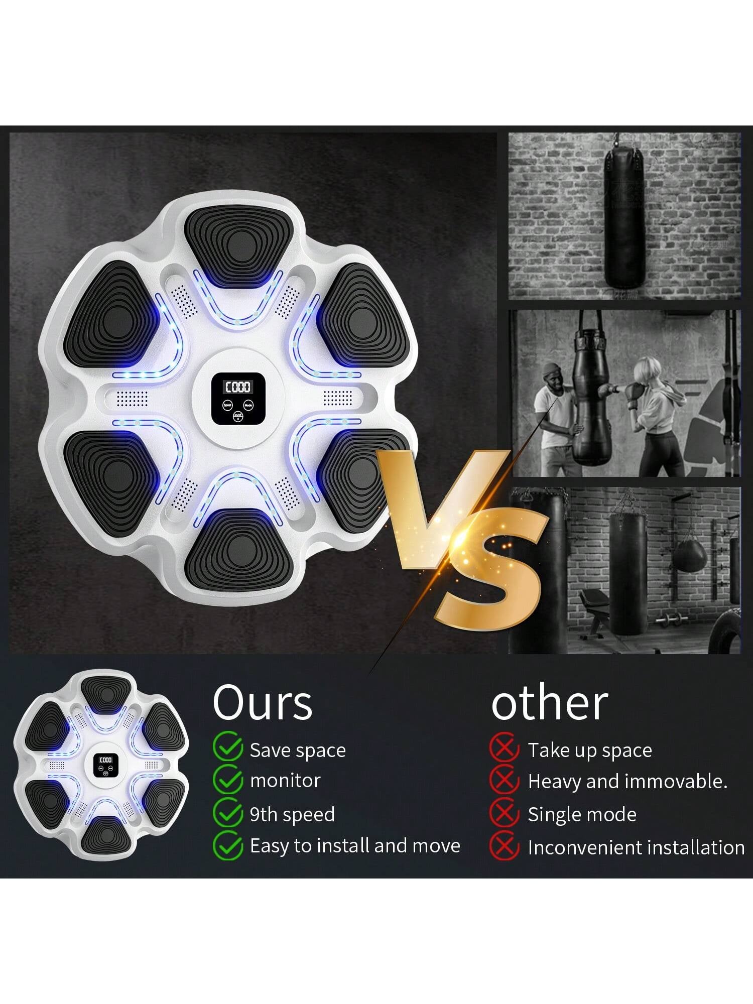 Interactive Music Boxing Machine with Gloves &ndash; Wall-Mounted Target for Adults