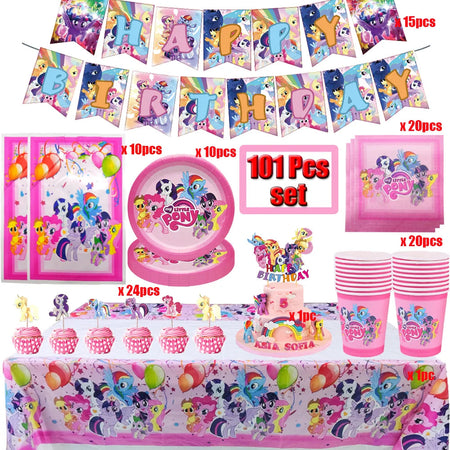Elegant Little Pony Party Decoration Set