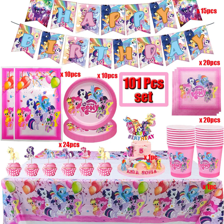 Elegant Little Pony Party Decoration Set