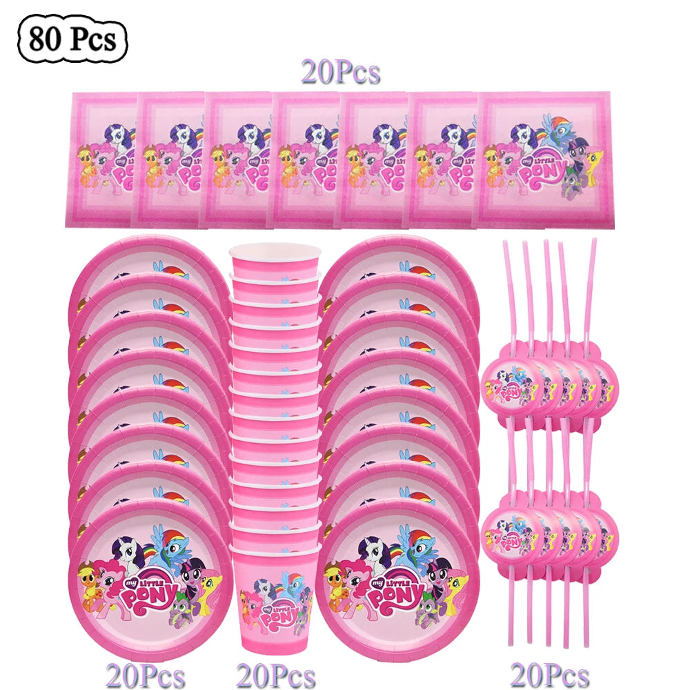 Elegant Little Pony Party Decoration Set BPXZ-80PCS / CHINA