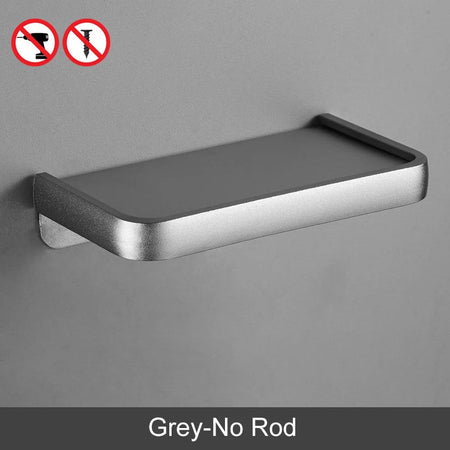 ELLEN Black Toilet Paper Holder Multifunction Bathroom Storage Shelf Roll Paper Holder EL609 Grey-No Rod