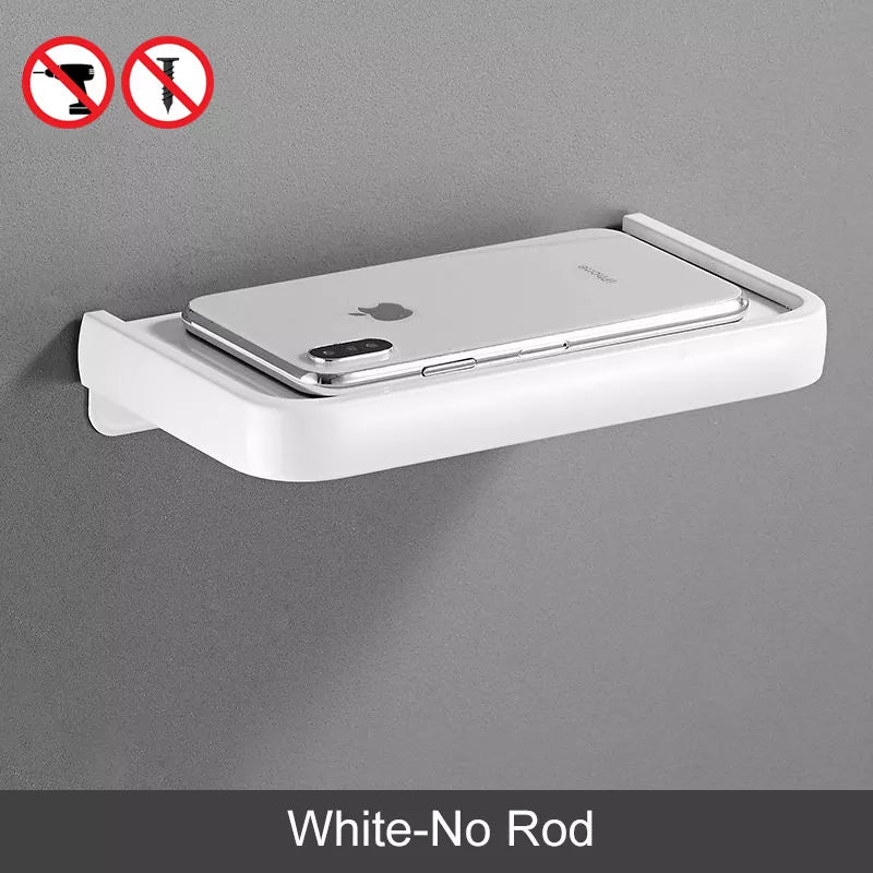 ELLEN Black Toilet Paper Holder Multifunction Bathroom Storage Shelf Roll Paper Holder EL609 White-No Rod