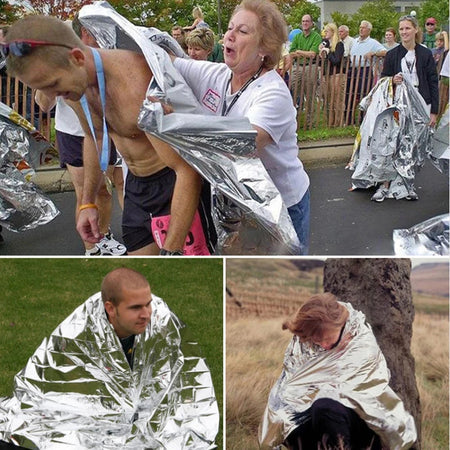 Emergency Survival Thermal Foil Blanket 210cm x 160cm - Waterproof &amp;amp; Windproof