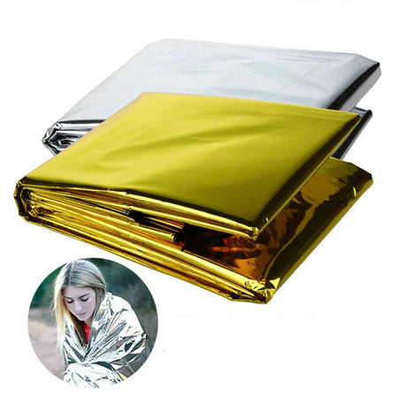 Emergency Survival Thermal Foil Blanket 210cm x 160cm - Waterproof &amp;amp; Windproof