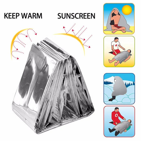 Emergency Survival Thermal Foil Blanket 210cm x 160cm - Waterproof &amp;amp; Windproof