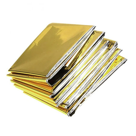 Emergency Survival Thermal Foil Blanket 210cm x 160cm - Waterproof &amp;amp; Windproof Gold 210X160cm