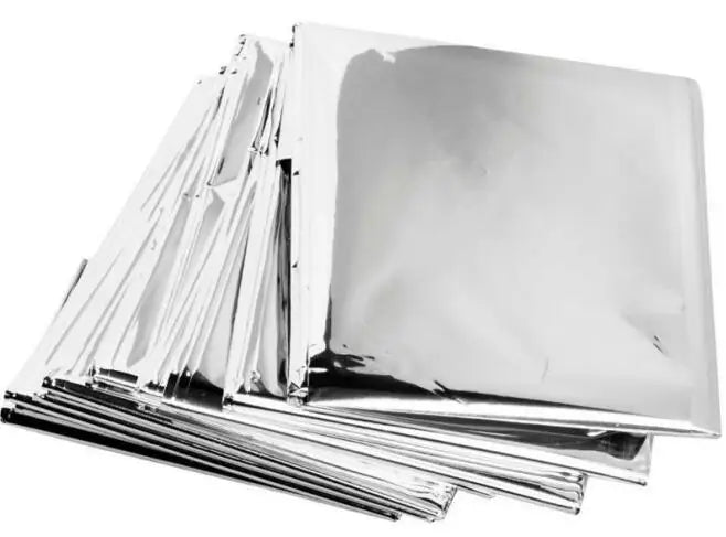 Emergency Survival Thermal Foil Blanket 210cm x 160cm - Waterproof &amp;amp; Windproof Silver 210X130cm