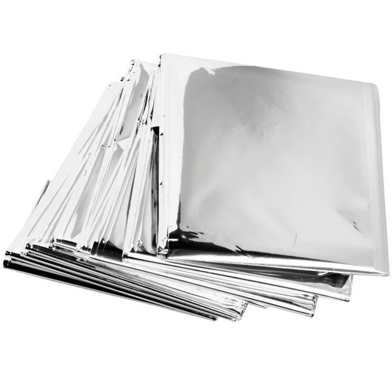 Emergency Survival Thermal Foil Blanket 210cm x 160cm - Waterproof &amp;amp; Windproof Silver 210X160cm