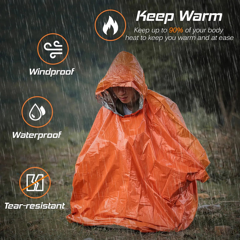 Emergency Waterproof Thermal Raincoat &amp;amp; Blanket